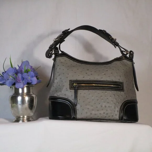 Dooney & Bourke Embossed Ostrich Style Leather Bag, Wallet, Checkbook Cover EUC - Picture 2 of 16